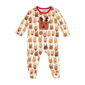 Mud Pie Baby Christmas Holiday Reindeer Applique Baby Sleeper